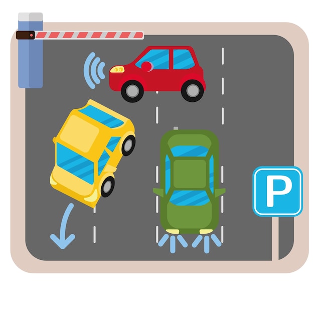 Vektor parkplatz aussicht von oben geparkte autos