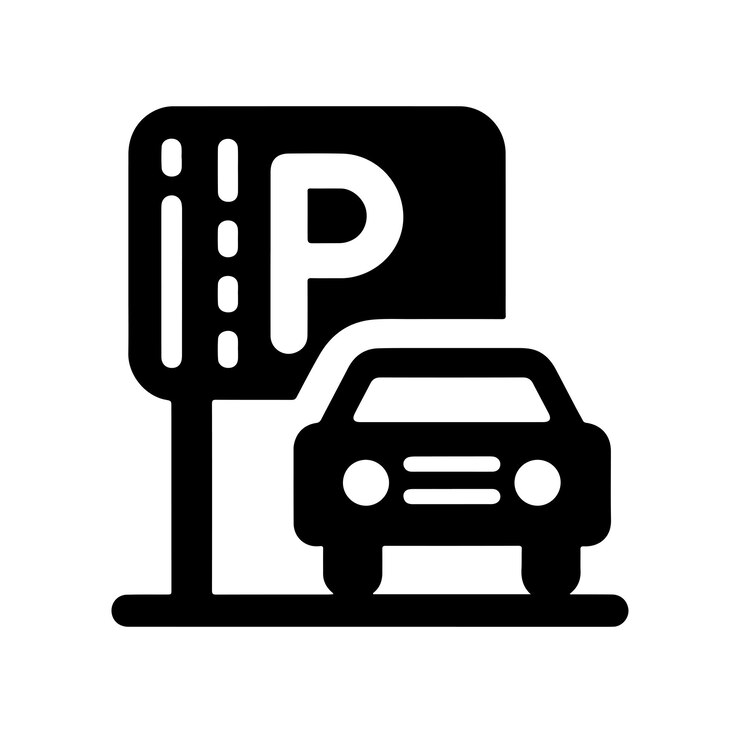 Vektor parkplatz-symbol auto-parkplatz-synonym parkplatz und verkehrsschilder auf weißem hintergrund isolierung parkplatzkarte