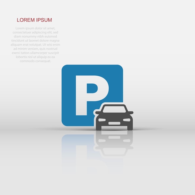 Vektor parkplatz-symbol im flachen stil. auto-stand-vektor-illustration auf weißem, isoliertem hintergrund. roadsign-geschäftskonzept