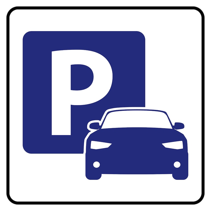 Vektor parkplatzsymbol mit blauem und weißem hintergrund zeichnung nach illustration parken nur für autos erlaubt