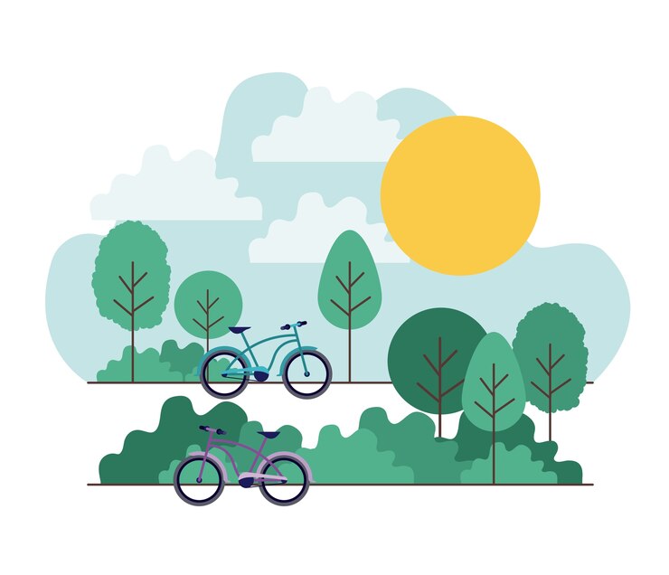 Parkszene mit Fahrrad