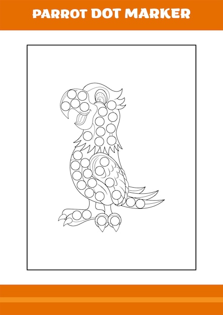 Parrot Dot Marker Malbuch Line Art Design für Kinder druckbare Malseite