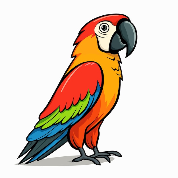 Vektor parrot-flachvektorillustration parrot-cartoon-handzeichnung isolierte vektorillustration