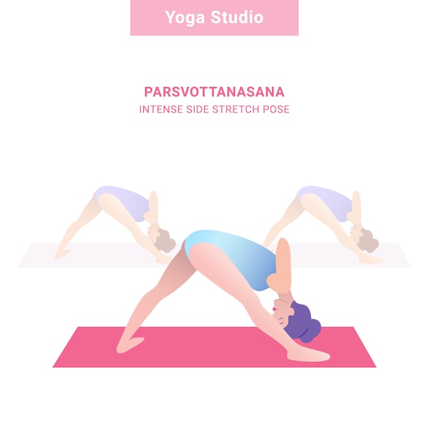 Parsvottanasana, intensive seitliche dehnungshaltung. yoga-studio