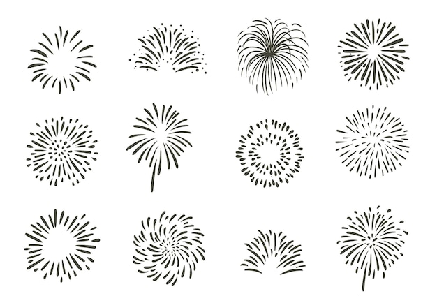 Party-icon-sammlung mit feuerwerk. vektor-illustration für symbol, aufkleber, webdesign