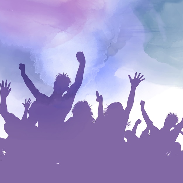 Party-Menge auf einem Aquarell-Hintergrund