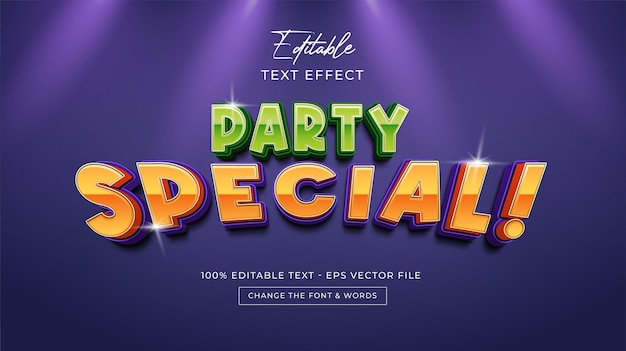 Party spezieller bearbeitbarer texteffekt premium-vektor