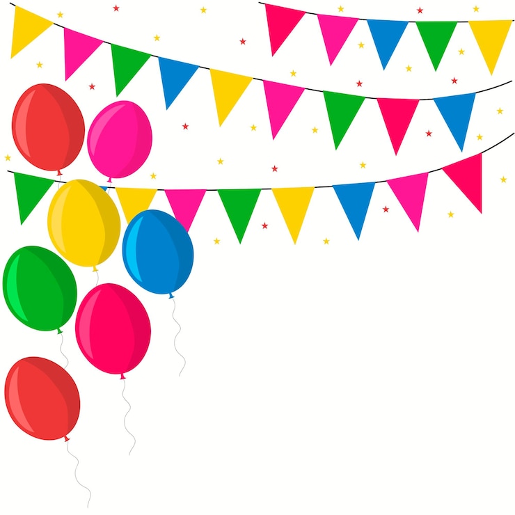 Vektor partybanner mit fahnen und ballons
