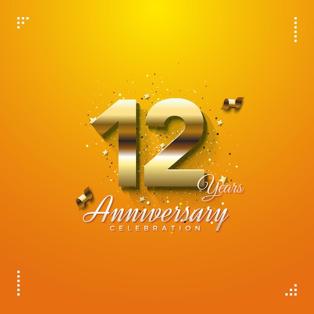 Partyeinladung zum 12. Jahrestag mit goldenen Zahlen