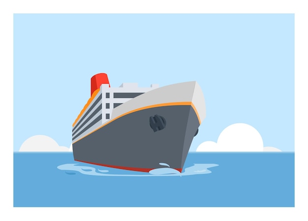 Passagierschiff segelt Einfache flache Illustration in Perspektive