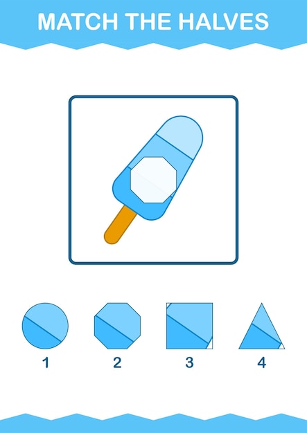 Passen sie die hälften des eiscreme-arbeitsblatts für kinder an