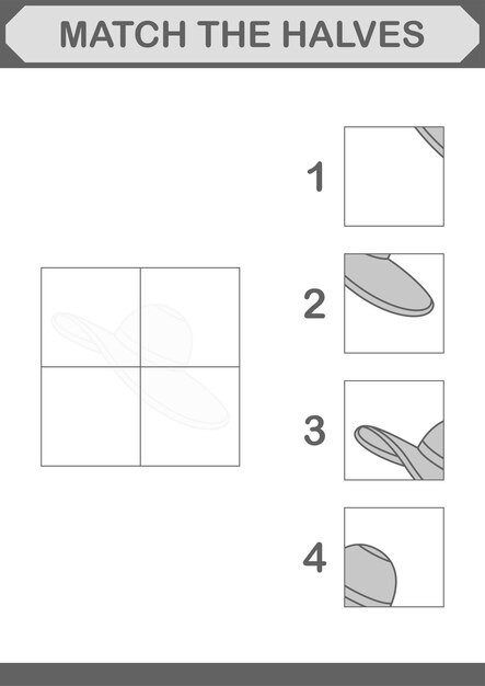 Passen sie die hälften des frauenhut-arbeitsblatts für kinder an