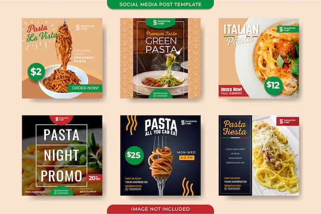 Pasta promotion social media post vorlage