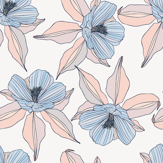 Pastell Blumen Blumen handgezeichnete Skizze nahtlose Muster Hintergrund