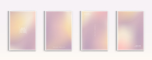 Pastell-Gradient-Hintergründe Vektor-Set weiche zärtliche gelbe rosa weiße und lila Farben abstrakte Hintergrund für App-Web-Design Webseiten Banner Grußkarten Vektor-Design-Illustration