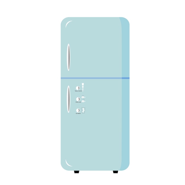 Pastellfarbene retro-kühlschrank-flache illustration küchengeräte