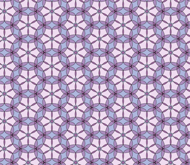 Vektor pastellfarbenes florales nahtloses spitzenmuster geometrischer weicher lila blauer mosaikhintergrund orientalisches ornament vektordesign-vorlage für einladungen, grußkarten, textiltapeten usw