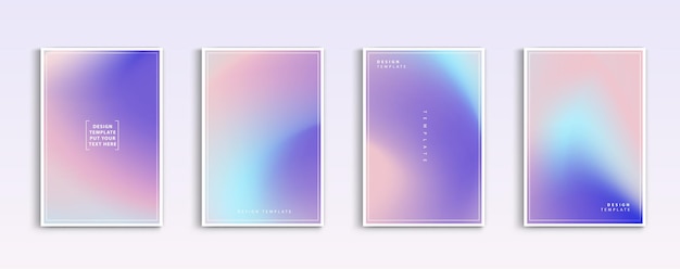 Pastellgradienten-Hintergründe Vektor-Set weich zart weiß orange rosa lila und blau Farben abstrakter Hintergrund für App-Web-Design Webseiten Banner Grußkarten Vektor-Design.
