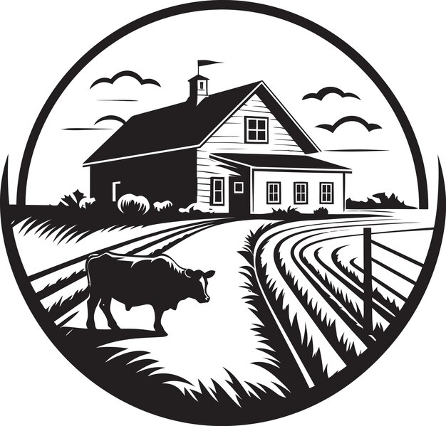 Vektor pastoral homestead symbol bauernhaus vektor icon design ernte oase wohnsitz bauern bauernhaus em