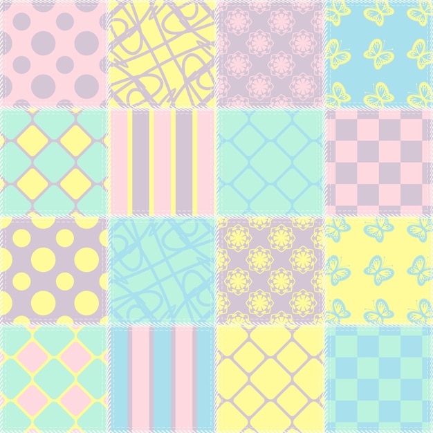 Patchwork-Hintergrund mit verschiedenen Mustern