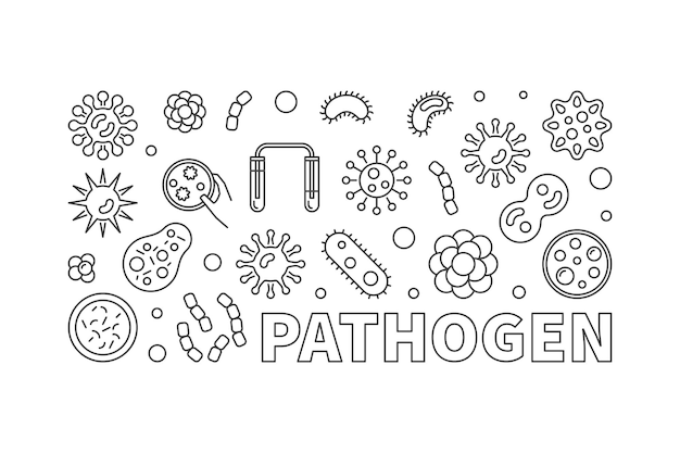 Pathogen-Vektor-Konzeptlinie horizontale Illustration oder Banner