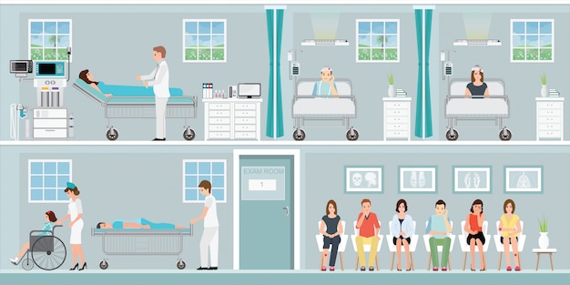 Patienten und arzt im krankenhaus.