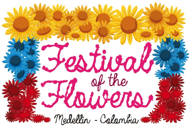 Vektor patriotische blumen zum gedenken an das kolumbianische blumenfest in medellin