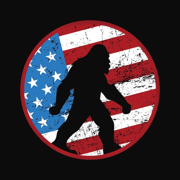 Patriotisches bigfoot-t-shirt juli 4. usa amerikanische flagge bigfoot-t-shirts lustige entwürfe