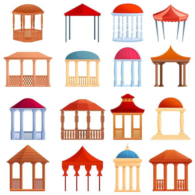 Pavillon-set im cartoon-stil