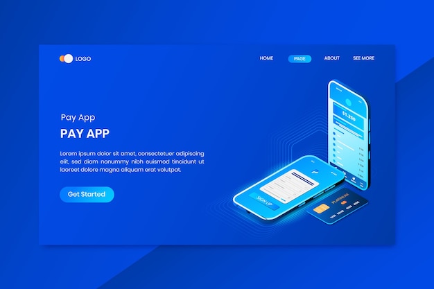 Pay app isometric concept landing page