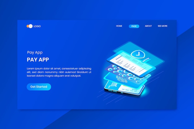 Pay app isometric concept landing page