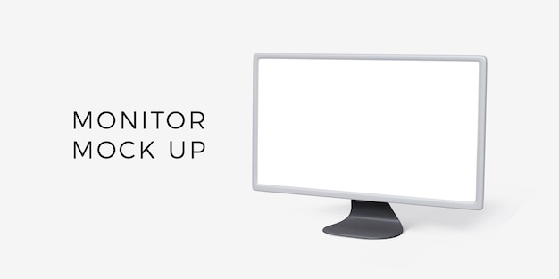 Vektor pc-monitor mit weißem bildschirm im 3d-stil realistische pc-lcd-anzeige
