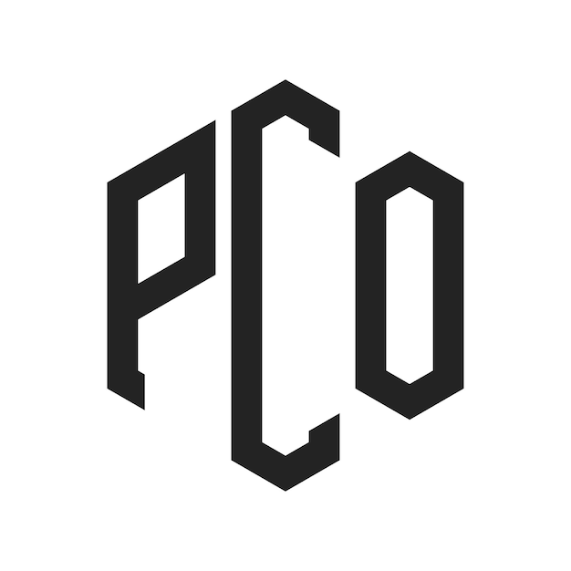 PCO-Logo-Design Anfangsbuchstaben PCO-Monogramm-Logo in sechseckiger Form