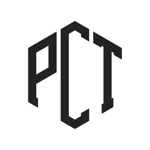 PCT-Logo-Design Anfangsbuchstaben PCT-Monogramm-Logo in sechseckiger Form