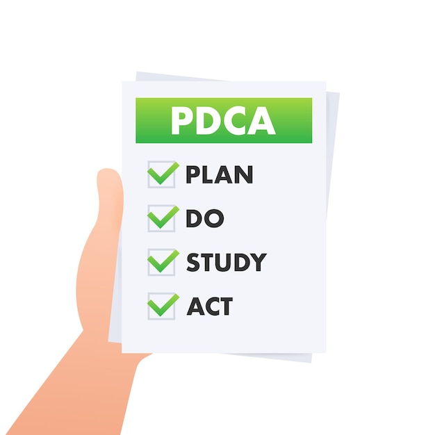 Pdca plan do check act qualitätszyklus verbesserungswerkzeug vektor stock illustration