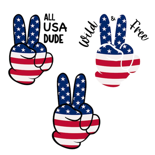 Vektor peace america patriotic design set 4. juli patriotische symbole symbol für den unabhängigkeitstag mit den usa