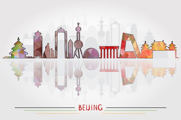 Peking-stadtsilhouette mit stadtsilhouette-design