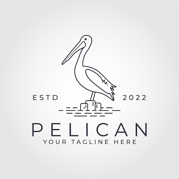 Pelican line art logo illustration vektor design