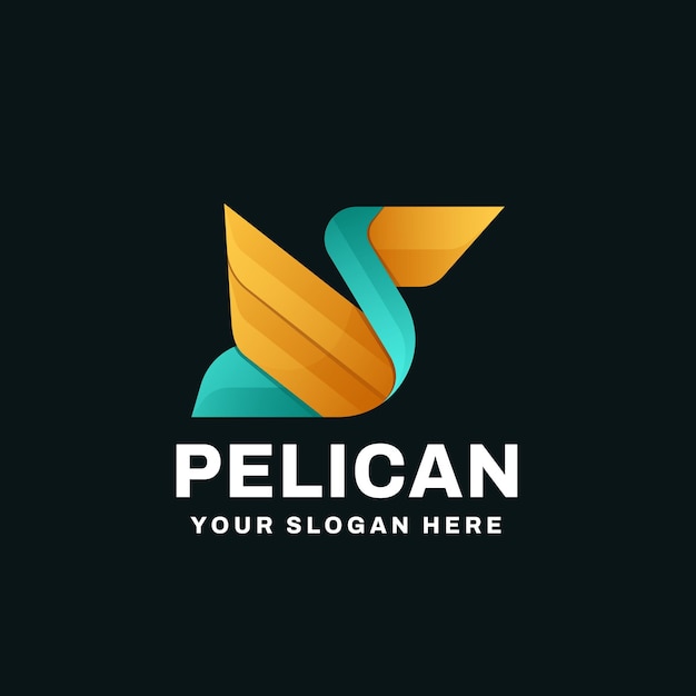 Pelikan-gradienten-logo-vektor-symbol-illustration