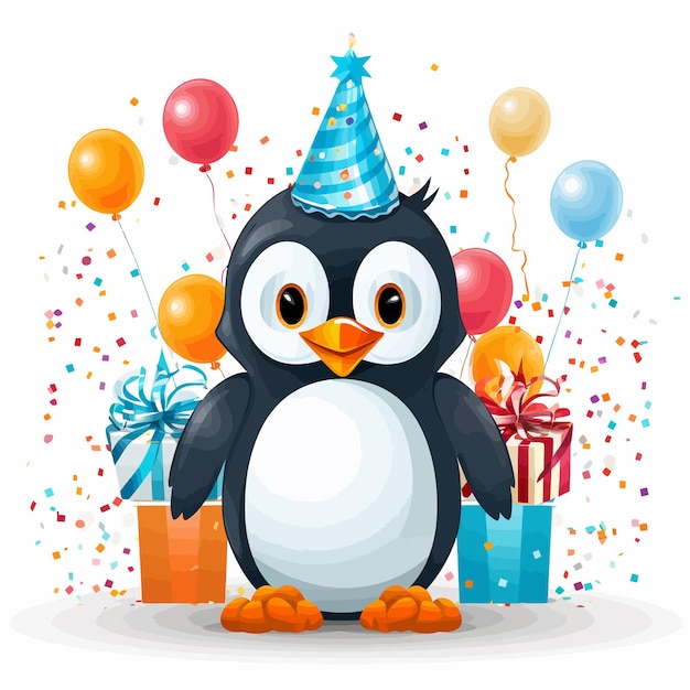 Penguin_celebrates_birthday_vector