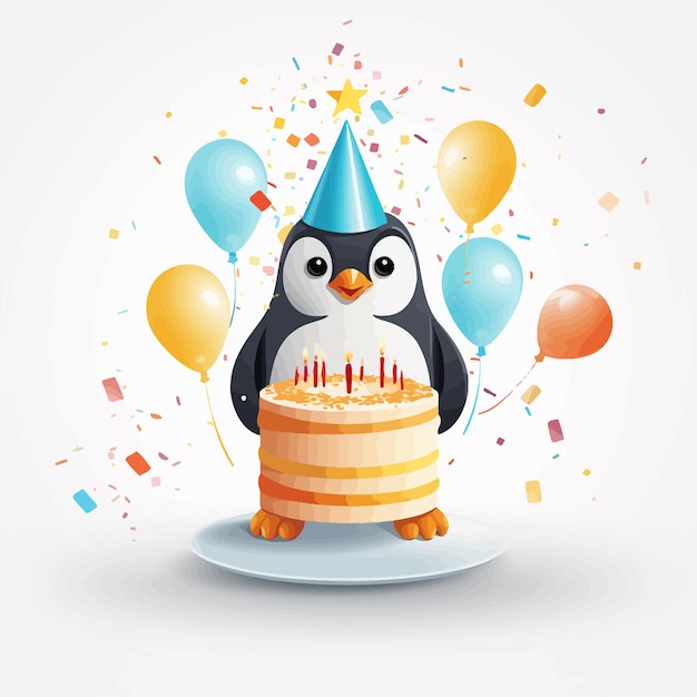 Vektor penguin_celebrates_birthday_vector