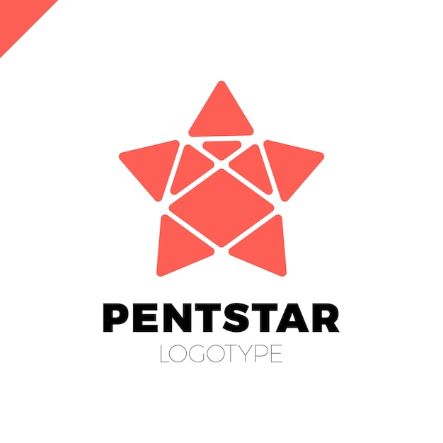 Penta-linie stern-logo. pentagon star richtung