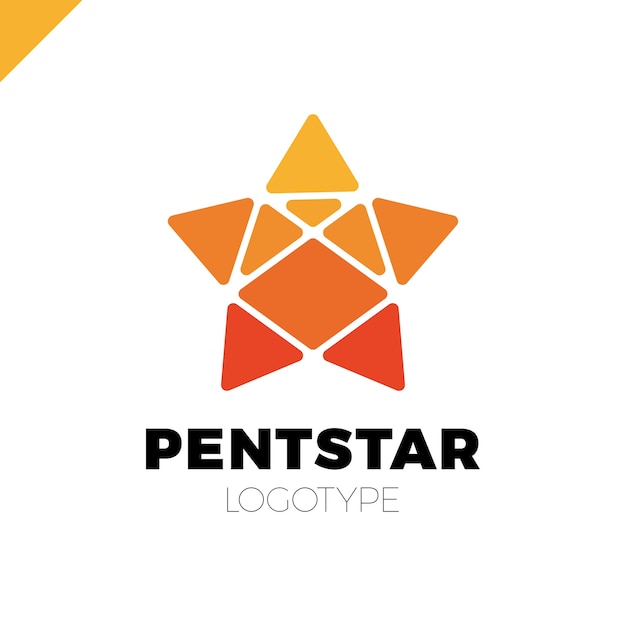 Penta-linie stern-logo. pentagon star richtung