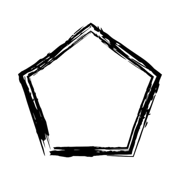 Pentagon-Grunge-Textur-Element-Rahmen-Randform-Symbol für dekorative Vintage-Doodle für das Design