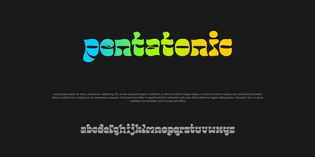 Pentatonische schriftarten. typografie minimalistischer urbaner digitaler mode-zukunftsvektor
