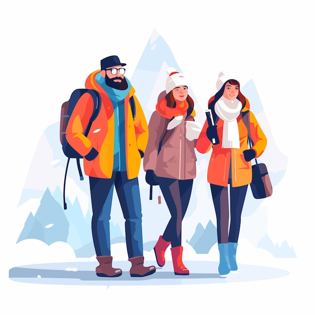 People_enjoying_winter_trip_vector