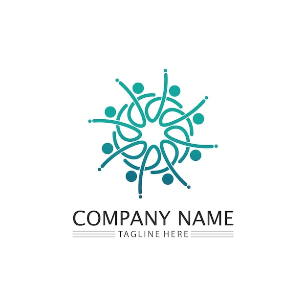 People-logo team succes people work group und community group company and business logo vektor und design care family icon succes-logo