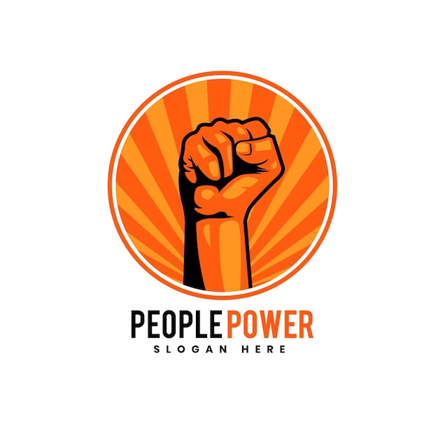 People power design für abzeichen, emblem, logo und andere