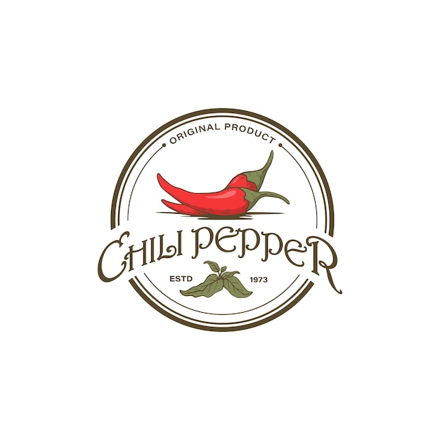 Vektor pepper-icon-logo mit vintage retro-vektorillustration, die von hand gezeichnet wurde