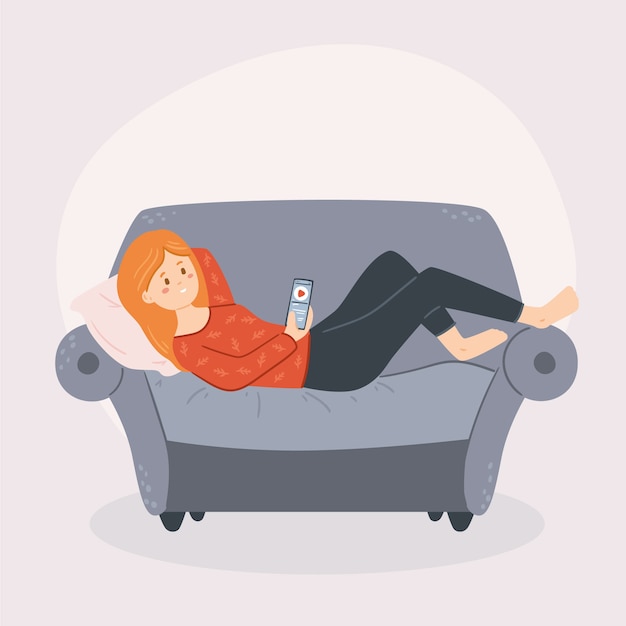Person, die sich zu Hause Illustration entspannt